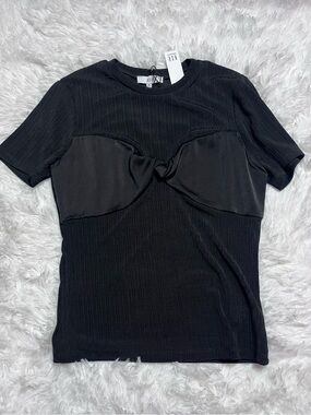 NSR Black Short-Sleeve Twist-Front Tee